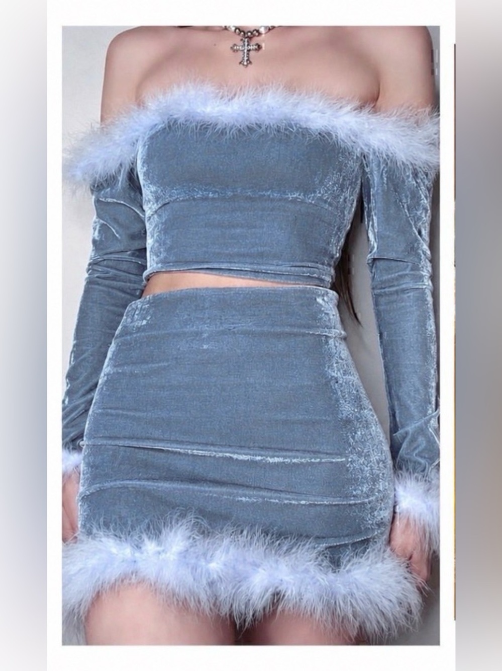 NWT Sugar Thrillz Filthy Femme Velvet Skirt and Top Set XXS
